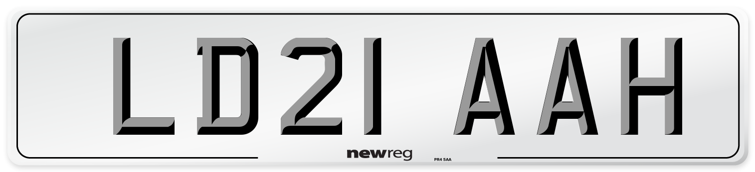 LD21 AAH Number Plate from New Reg